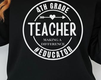 Lehrer-SVG/PNG für die 4. Klasse, Lehrer-Shirt-SVG, Lehrer der vierten Klasse, Lehrer-SVG, Schulanfang-SVG, 4. Klasse-SVG
