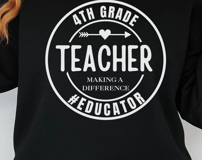 4th Grade Teacher SVG Design: Back To School Shirt (Digital Download)