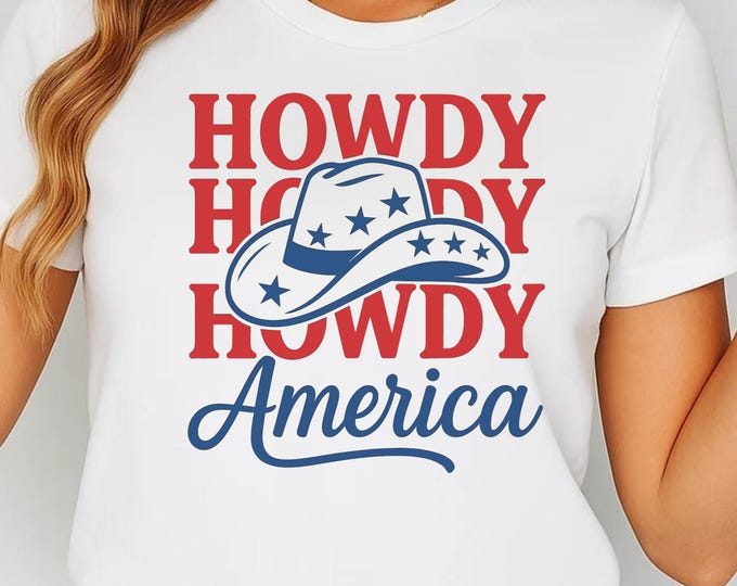Howdy America 4th of July SVG PNG, Western Cowboy Design (Digital Download)