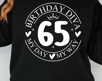 65th Birthday Diva svg png pdf, My 65th Birthday SVG, Birthday Diva Cut File, 65 Years Old SVG, Birthday Shirt Design, Cricut