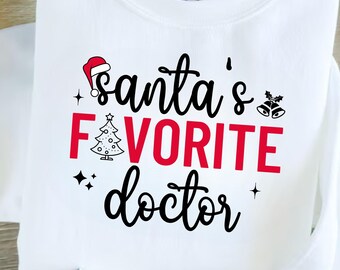 Diseño de camiseta navideña (SVG PNG) del Doctor Favorito de Santa Claus (Descarga digital)