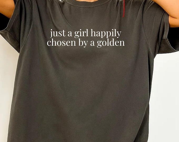 Just A Girl Chosen by A Golden SVG, Golden Retriever SVG, Dog Mom Cut File, Coffee Lover Dog SVG, Golden Dog Shirt Design