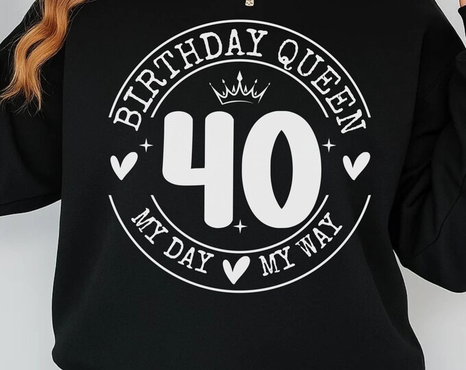 40th Birthday Queen Svg png pdf, My 40th Birthday SVG, Birthday Queen Cut File, 40 Years Old SVG, Birthday Shirt Design
