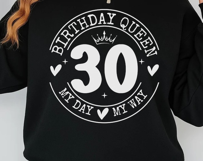 30th Birthday Queen Svg png pdf, My 30th Birthday svg, Birthday Queen Cut File, 30 Years Old SVG, Birthday Shirt Design, Cricut