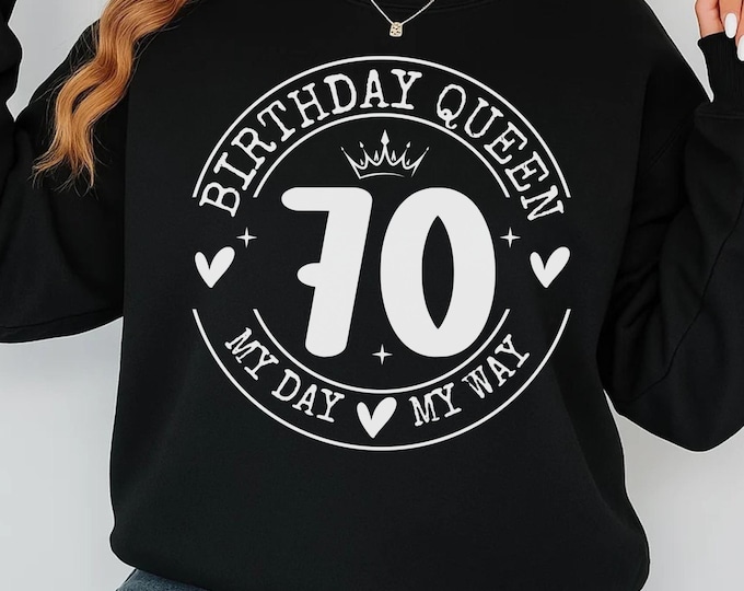 70th Birthday Queen svg png pdf, My 70th Birthday SVG File, 70 Years Old Birthday Queen Cut File for Cricut Silhouette Shirt Design