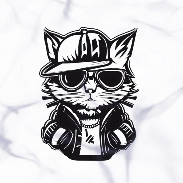 Cool cat svg hip hop hipster cat svg,angry cat wearing sunglasses hat and clothes SVG Cricut cut files Digital Instant download Png Dxf Eps