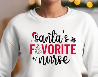 Santa's Favorite Nurse SVG PNG: Christmas Shirt Design (Digital Download)