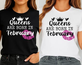 February Birthday Queen SVG: Black Queen Shirt Design (Digital Download
