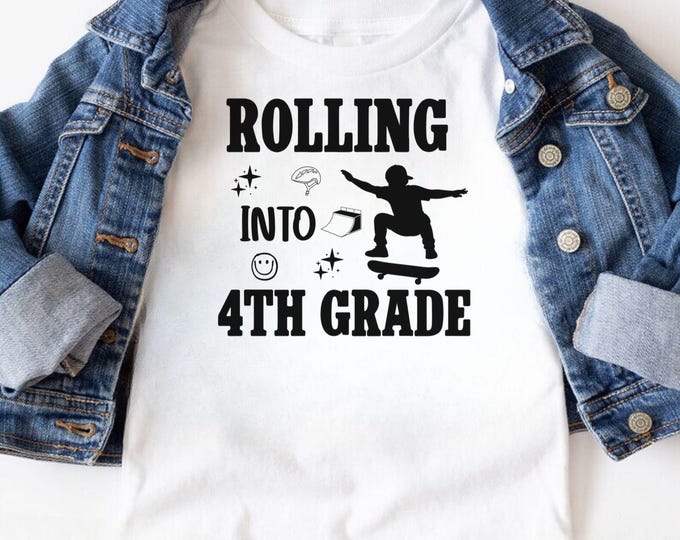 Rollin Into Fourth Grade SVG: 4th Grade Teacher Shirt Design (Digital Download)
