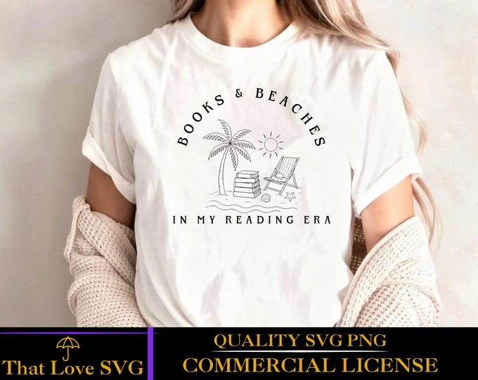 Books & Beaches svg png pdf, In My Reading Era svg, Beach Reading svg, Book Lover SVG, Summer Reading SVG, Vacation SVG