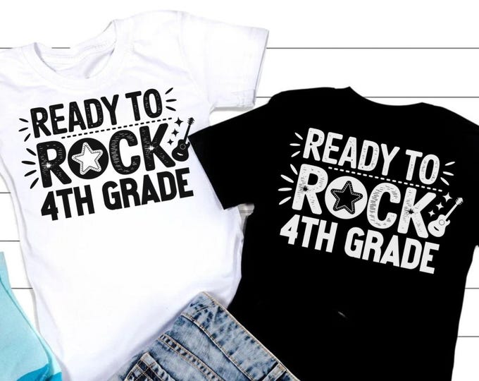 Ready To Rock Fourth Grade SVG: Back To School Shirt Design (Digital Download
