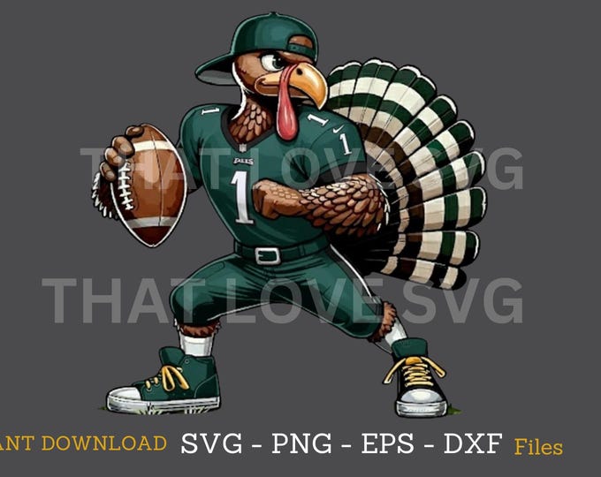 Philadelphia Football Turkey Thanksgiving (svg, png, eps, dxf) (Digital Download)