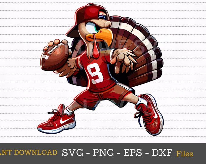 Football Turkey SVG: Thanksgiving Game Day Design (Digital Download)