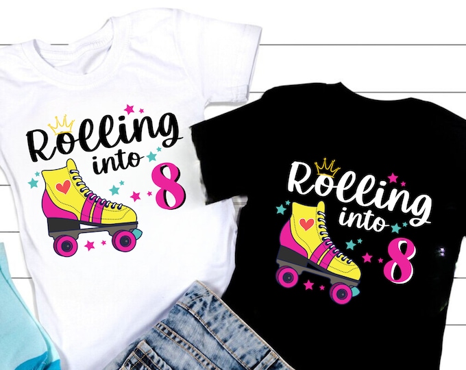 Rolling Into 8 Roller Skate Birthday Girl SVG (Digital Download)