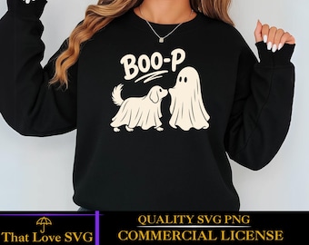 Boo-P Ghost Dog PNG SVG, Funny Halloween Golden Retriever Design, Dog Mom Halloween Gift, Spooky Season Digital Download