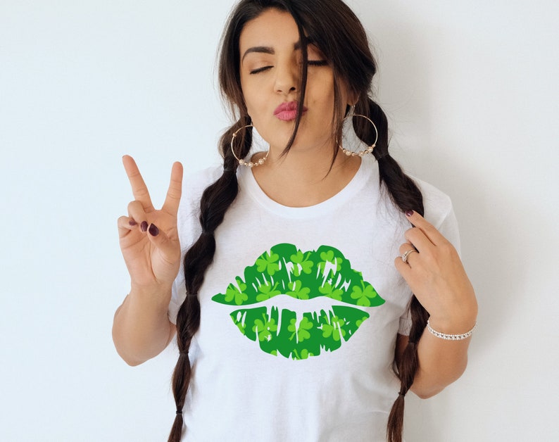 Lips With Clover SVG PNG, St Patricks Kiss Svg, Lucky Svg, St Patricks Day Svg, St Patricks Shirt, Irish Svg, Funny St Patricks Day Svg image 4