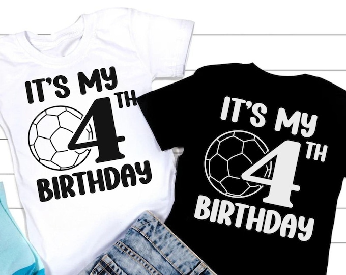 4th Birthday Soccer SVG: Shirt Design, Soccer Ball PNG (Digital Download)