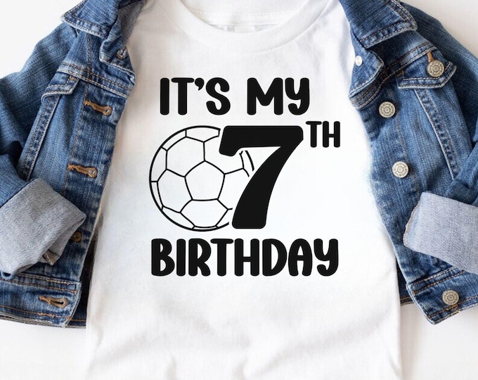 7th Birthday Soccer SVG: T-Shirt Design, Boy or Girl (Digital Download