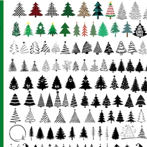 Christmas Tree SVG Bundle: Hand-Drawn Pine Tree Designs (Digital Download)