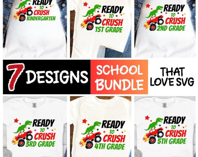 Back To School T-Rex PNG Bundle: Kindergarten Design (Digital Download