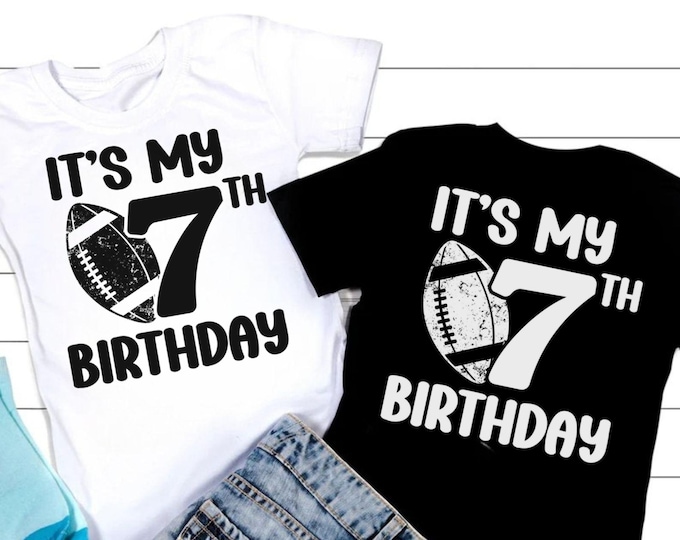7th Birthday Football SVG, Boy Birthday Shirt Design (Digital Download)