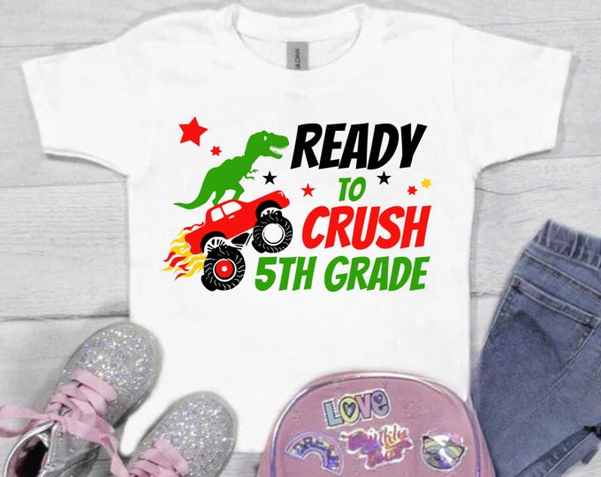 Dinosaur 5th Grade SVG: Back to School Shirt Design (Digital Download)