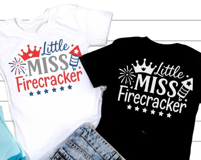 Little Miss Firecracker SVG, 4th of July Girl Design (Cut File)