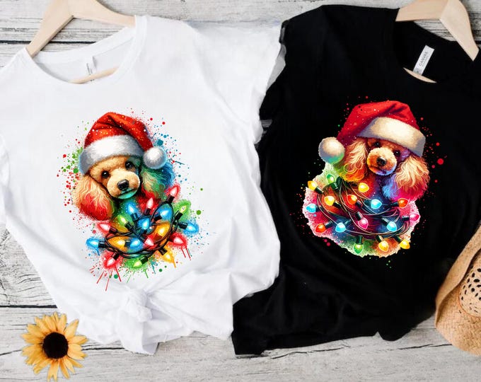 Poodle Christmas Lights SVG PNG: Dog Lover Gift (Digital File)