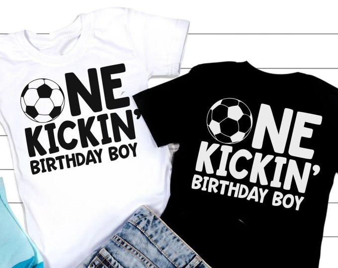 One Kickin Birthday Boy SVG PNG, Soccer 1st Birthday SVG File, Sports First Birthday Cut File for Cricut Silhouette