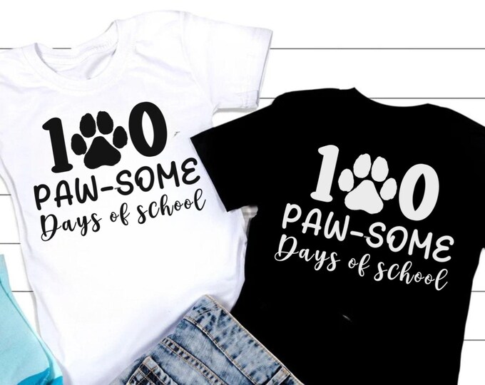 100 Days of School SVG: Paw-some Teacher Shirt Design (Digital Download)