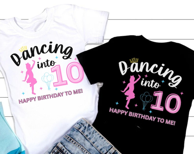 Dancing Into 10th Birthday SVG: Retro Dancer Girl (Digital Download)