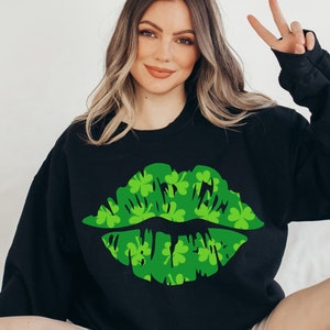 Lips With Clover SVG PNG, St Patricks Kiss Svg, Lucky Svg, St Patricks Day Svg, St Patricks Shirt, Irish Svg, Funny St Patricks Day Svg image 3