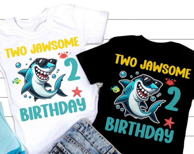 Jawsome 2nd Birthday Shark SVG, Toddler Boy Shirt (Digital Download)