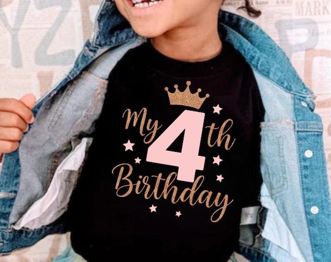 Fourth Birthday Princess SVG: Girl's Birthday Shirt Design (Digital Download)