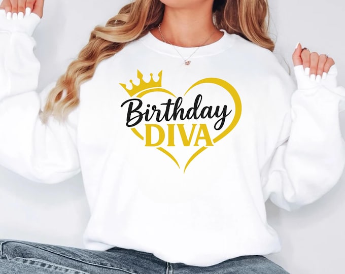 Birthday Diva SVG, Queen T-Shirt Design (Digital Download)