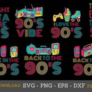 90s Party Costume PNG Clipart Bundle (Digital Download)