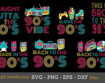 90s Party Costume PNG Clipart Bundle (Digital Download)