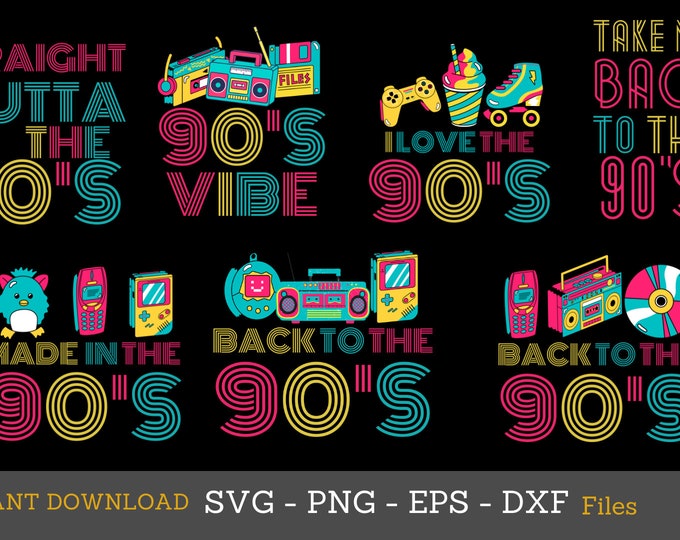 90s Party Costume PNG Clipart Bundle (Digital Download)