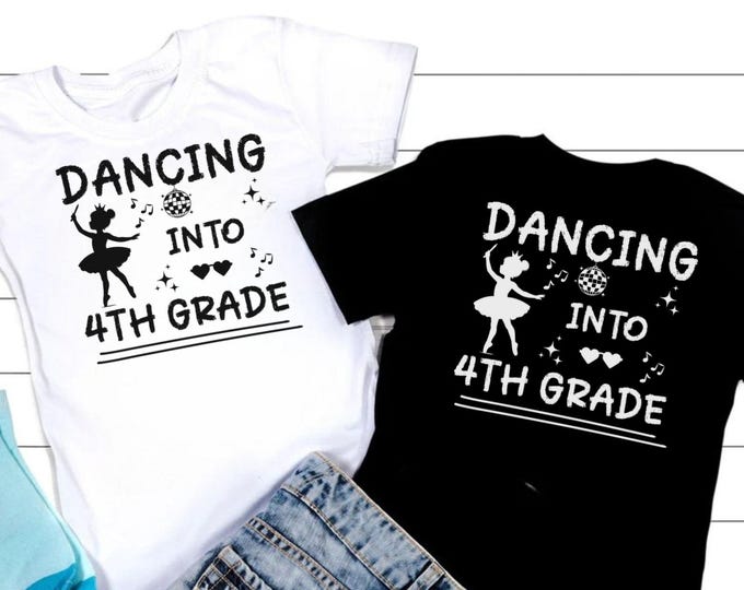 Dancing Into 4th Grade SVG: Dinosaur Back to School Cut File (Digital Download)