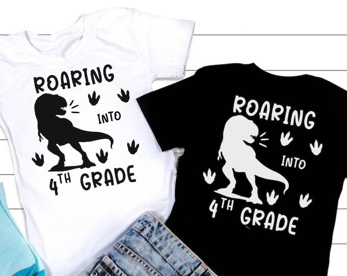 Roaring Into 4th Grade Dinosaur SVG: Back to School Cut File (Digital Download