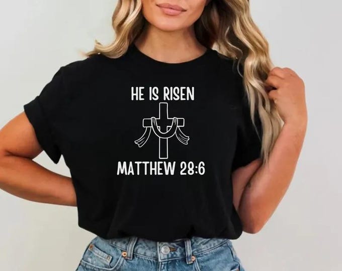 He is Risen Easter Cross SVG: Christian Bible Verse (PNG, PDF)