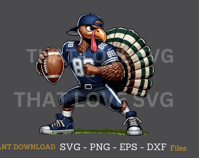 Turkey Football Thanksgiving SVG, PNG, Dallas Game Day (Digital Download)