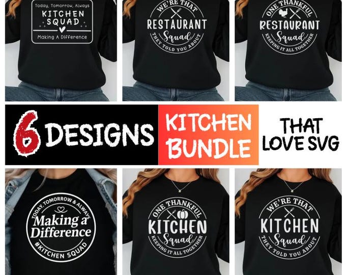 Kitchen & Restaurant Squad SVG Bundle: Cook, Server, Crew Designs (Digital Download)