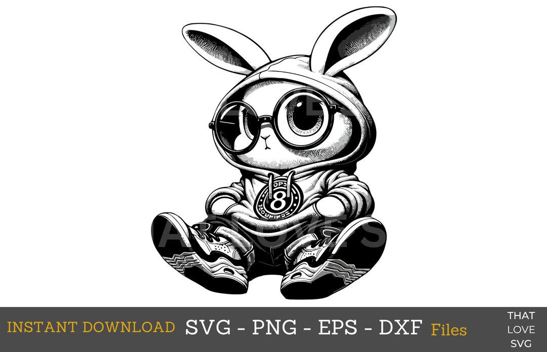 Cool Rabbit Svg Cool Bunny Svg Png Cute Rabbit in Sunglasses Hood Clothes Svg,cute ...