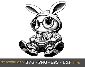 Cool Bunny svg png Cute rabbit in sunglasses hood clothes svg,cute fashion Bunny angry png,dxf digital download Cricut cut cutting clipart