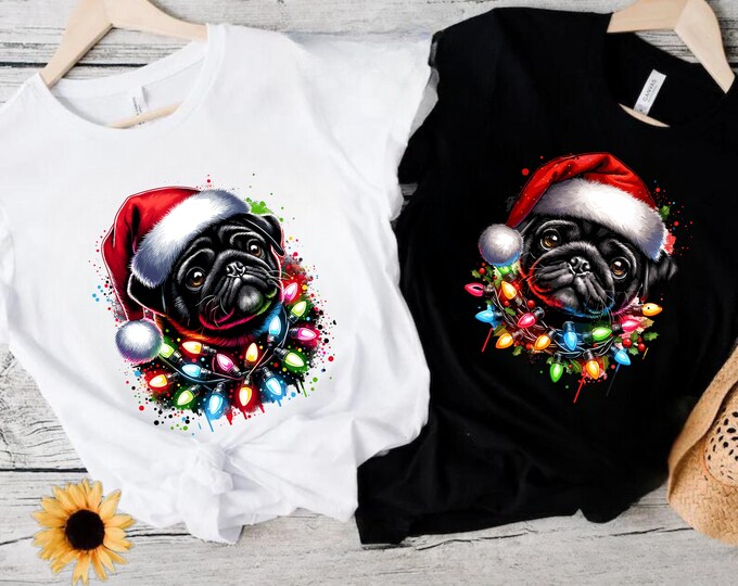 Merry Pugmas SVG: Christmas Dog with Lights (Digital Download)