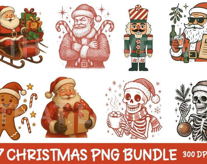Christmas PNG Bundle, Santa, Western, Sublimation Designs (Digital Download)