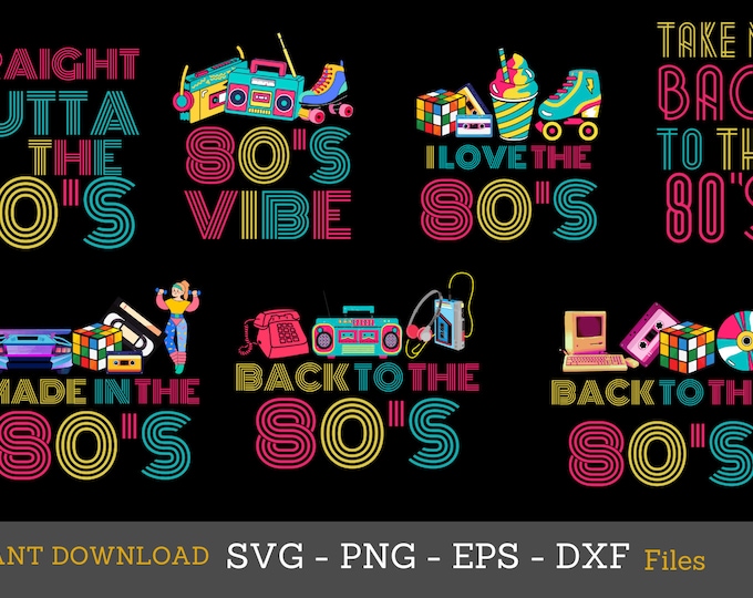 80s Party Costume PNG Clipart Bundle (Digital Download)