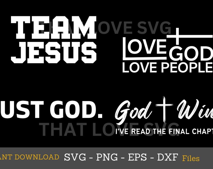 Christian SVG Bundle: Religious Scripture, God Wins (Digital Download)