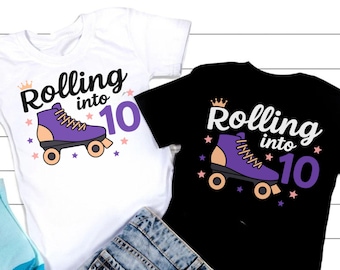 Rolling Into 10 svg, Birthday Roller Skates svg, 10th Birthday svg, Roller Skating svg, Roller Girl svg, Retro Summer Kid Svg File
